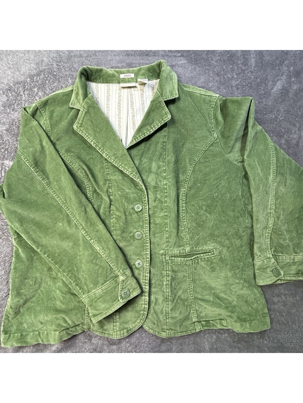 St Johns Bat Corduroy Blazer Jacket Green Lined Stretch 3XL